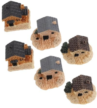 Generisch 6St Mini-Ornamente gartenfigur modellhaus Terrarium Dekoration Garten Deko miniaturfiguren Bonsai-Dekorationen kleines Baumhaus für Pflanzen Gartenminiaturhaus Mikro-Mini- Harz