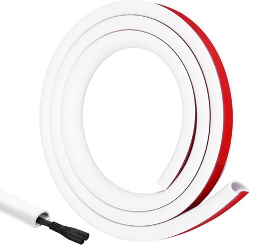 3M Kabelkanal Weiß Selbstklebend Kabel Verstecken Kanal Kabelschacht Weiss Weiß Kabelkanäle Kabelleiste Kabelabdeckung Wand Decke Flexibler Kabelkanal Flach Flexibel Unterputz für Haus Büro Lager