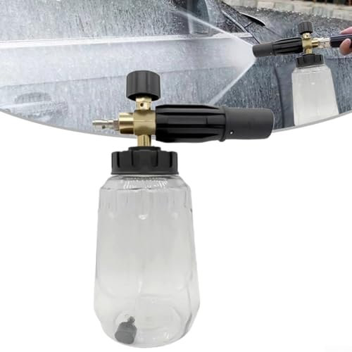 Lanza de espuma de nieve compatible con lavadora a presión Karcher K2 K3 K4 K5 K6, botella de espuma ajustable de 1 litro, botella dispensadora de jabón para lavado de automóviles