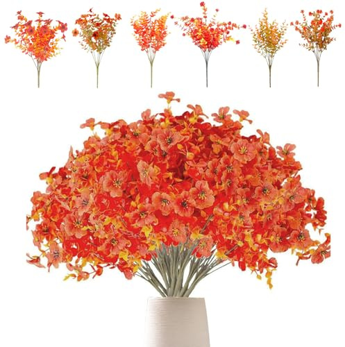 Fiori Artificiali Autunnali,8 Pezzi Foglie d'Acero Artificiali,Fiori Finti per Decorazioni,Decorazioni Autunnali,Piante Artificiali Autunnali,Esterno Bouquet,per Matrimonio Casa Tavolo Balcone