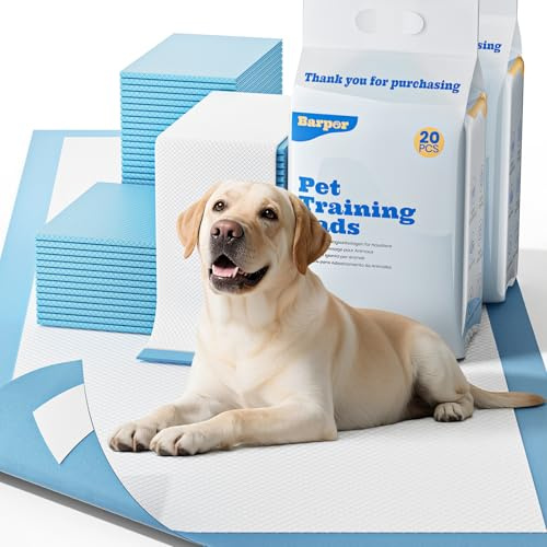 Extra Large Puppy Training Pads - Barpor 60x90cm Super Absorbent Leak-Proof Dog Pee Pads with Quick-Dry Surface, 6-Layer Disposable Pet Toilet Mats, Anti-Slip for Large Dogs, Indoor Use - 40Pcs