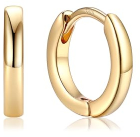 PROSTEEL Huggie Hoop Earrings for Women Gold, Hypoallergenic 925 Sterling Silver Post Lightweight Small Sleeper Cartilage Earrings Tiny Hoops 8mm (With Gift Box)