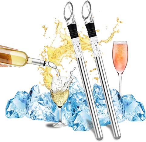 Enfriador Botellas Vino con Varilla de Enfriamiento, 2PCS Barra de Enfriamiento para Botellas de Vino de Acero Inoxidable regalo para amantes del vino