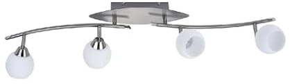 LED Deckenleuchte D123 | 4x LED Spots schwenkbar | nickel-matt | Glas weiß gestreift | warmweiß 3000K | MeLiTec