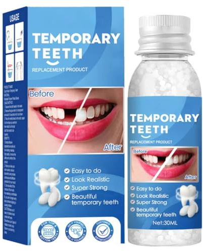 Cemento Dentale, Cemento Dentale Definitivo, Colla per Denti, Resistente al calore e impermeabile, Polimerizzazione rapida, Riempimento di Fessure, Capsule Dentali e Denti a Perno, 30ml