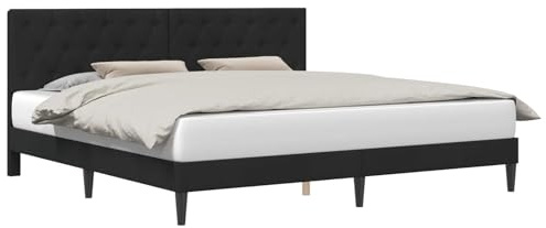 vidaXL Bettrahmen mit Kopfteil Schwarz 180 x 200 cm Samt, Modernes Schlafzimmer, schicke Samt-Bettgestell, rechteckiges Design, Elegante Bettwäsche, praktischer Stil