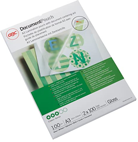 GBC Laminating Pouches Premium Quality 200 micron A3 (Pack of 100)