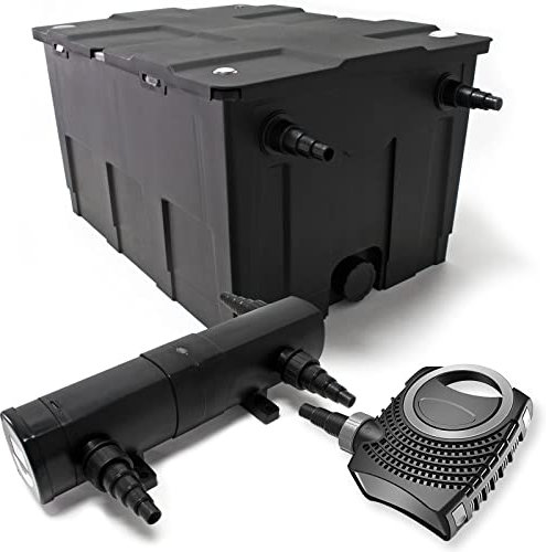 Wiltec Komplettset: CBF-550 Teichfilter bis 60000 L Teichfilteranlage als Durchlauffilter, NEO10000 SuperECO Teichpumpe 10000l/h 80W, CUV-218 Teichklärer UVC Klärer mit 18W