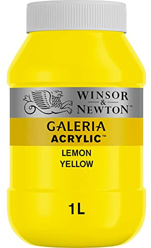 Winsor & Newton 2154346 Galeria Acrylfarbe, hohe Pigmentierung, lichtecht, buttrige Konsistenz, 1000 ml Topf - Zitronengelb