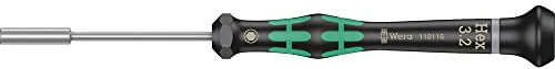 Wera 05118116001 2069 Tournevis électronicien à douille, 3.2 x 60 mm, Noir/vert
