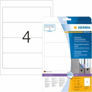 HERMA Ordneretiketten Movables/ablösbar 192x61mm Special A4 VE=100 weiß
