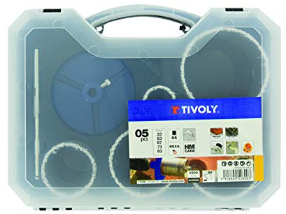 Tivoly XT50527052800 Trépans carbure HM Coffret 5p de 33mm à 83mm, Non Concerné, 33-53-67-73-83
