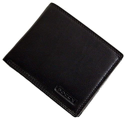 BOCCX kleine Herren Geldbörse Leder Herrenbörse Querformat Geldbeutel 30021 GoBago (Schwarz)