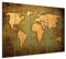 Keilrahmenbild - Weltkarte - Bild auf Leinwand 180x120 cm 4 teilig - Leinwandbilder Bilder als Leinwanddruck Illustration - Landkarte - braun