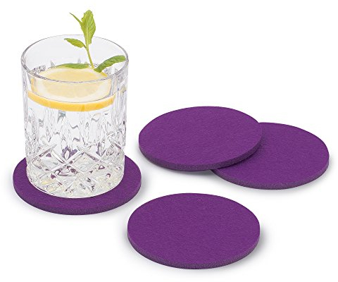 FILU Filzuntersetzer rund 8er Pack einfarbig (Farbe wählbar) violett/lila – Untersetzer aus Filz für Tisch und Bar als Glasuntersetzer/Getränkeuntersetzer für Glas und Gläser