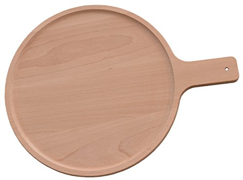 Planche à pizza avec poignée en bois de hetre - planche à découper ronde pour pizza, tarte flambé, Ø 30cm
