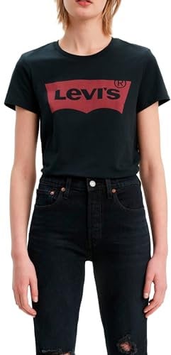 Levi's The Perfect Tee , Large Batwing Logo, Camiseta, Mujer, Mineral Black, M