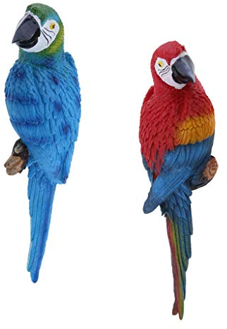 Tubayia 2 Stück Papagei Vogel Gartenfigur Skulptur für Balkon Baum Haus Garten Dekoration Foto Prop