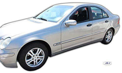 J&J AUTOMOTIVE HEKO Déflecteurs pour Mercedes Classe C W203 / S203 4P. | 2 déflecteurs HEKO pour Mercedes Classe C W203 / S203 4P. Berline/Break, PMMA 3 mm, gris fumé, canal de vitre.