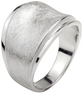 SILBERMOOS Damen Ring Bandring zwei Stufen gebürstet glänzend Sterling Silber 925, Größe:62