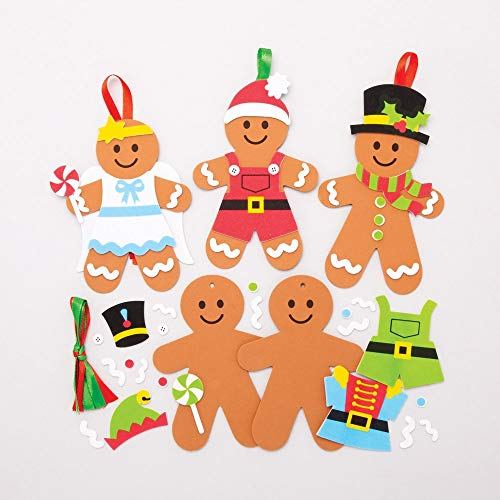 Baker Ross AT192 Gingerbread Man Mix & Match Decoration - Pack of 6, Make Your Own Xmas Decorations, Gingerbread Christmas Decorations, Ideal for Kids Crafts, Gingerbread Man