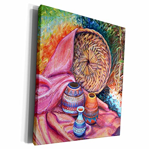 3dRose cw_54940_1 Die indische Keramik in Magentas und Veilchen mit abstraktem Hintergrund, Museum Grableinwand, 40,6 x 50,8 cm, mehrfarbig