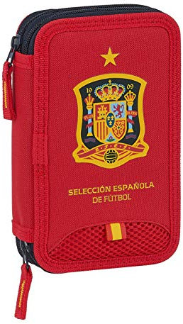 safta Schüleretui mit 28 Utensilien inklusive spanischer Fußballnationalmannschaft, 125 x 40 x 195 mm, Rot