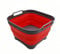 SAMMART 10L Collapsible Dishpan with Draining Plug - Foldable Washing Basin - Portable Dish Washing Tub - Space Saving Kitchen Storage Tray (Grey/Red, 1)