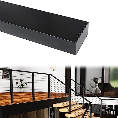 Muzata 6'6 Stainless Steel Handrail Black Rectangular Handrail Top Rail Cable Railing System Deck Stair Indoor Outdoor, HT10 BP4