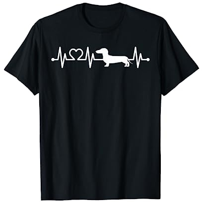 EKG Herzschlag Dachshund Dackel Teckel für Hundebesitzer T-Shirt