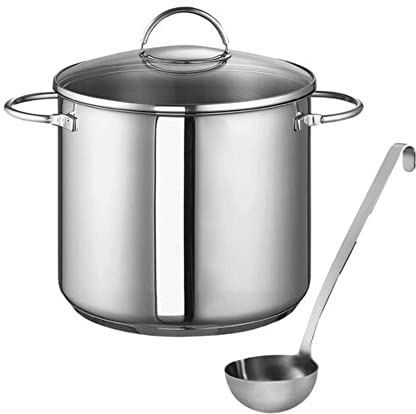 Ultranatura Marmite pour Ambiente Table de feu, avec louche et couvercle, convient également comme marmite XXL pour cuisinière, pour maintenir au chaud et faire bouillir, capacité de 8,6 l, Argenté