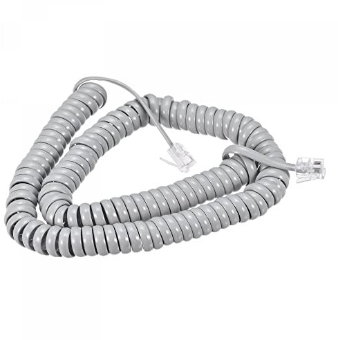 sourcing map Telephone Handset Cord, 4P4C 6.56 Feet Coiled Landline Phone Handset Cable for Home or Office Grey 2 Pack