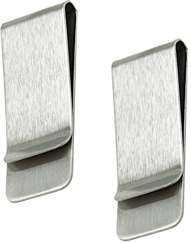 Mince Pince à Billets en Métal 2 Pcs Portefeuille Clips Porte-Cartes pour Crédit Ticket Espèces Document Fixe Cadeau pour Hommes et Femmes (Argent)