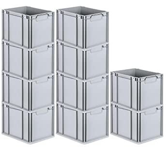 PROREGAL SuperSparSet 10x Eurobox NextGen Economy | Griffe geschlossen |HxBxT 32x30x40cm | 30 Liter | Eurobehälter, Transportbox, Transportbehälter, Stapelbehälter