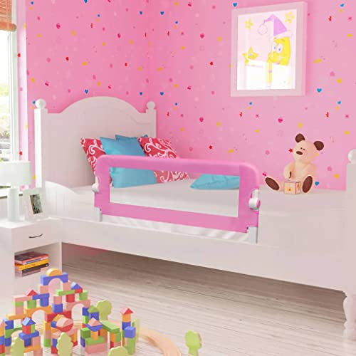 KRHINO Tragbares Geländer für Kinderbett, Sicherheitsgeländer für Kinderbett, Polyester, Rosa, 120 x 42 cm, kratzfest, leicht zu reinigen + robust für Kinderbetten