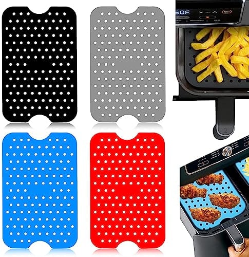 4 Pack Air Fryer Accessories,5.1 x7.87' Silicone Air Fryer Liners,Reusable Double Basket Air Fryer Accessories for Tower,AirFryer Liner Hot Pads for Multifunction Kitchen Accessories