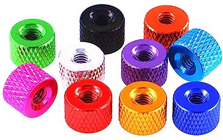 5 Stück M2 M2,5 M3 M3,5 M4 M5 M6 Aluminiumlegierung Bunte gerändelte runde Rändelmuttern Handfest anziehende Muttern, Schwarz