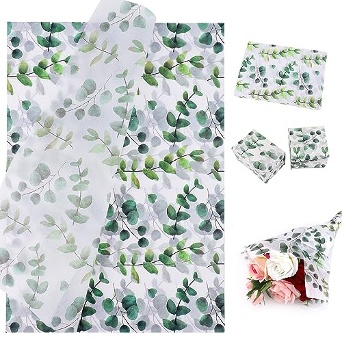 100 Blatt Seidenpapier, 50x35cm Bohemian Geschenkpapier Grünes Geschenkpapier Frühling Geschenkpapier Blatt für Hochzeit Geburtstagsfeier Bastelverpackung