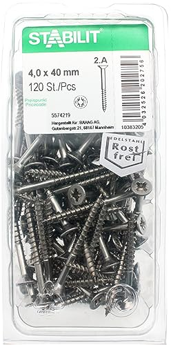 STABILIT 120 Stk. Holzschrauben Edelstahl 4,0x40mm A2 rostfrei Spanplattenschrauben Kreuz (PZ) - 557421
