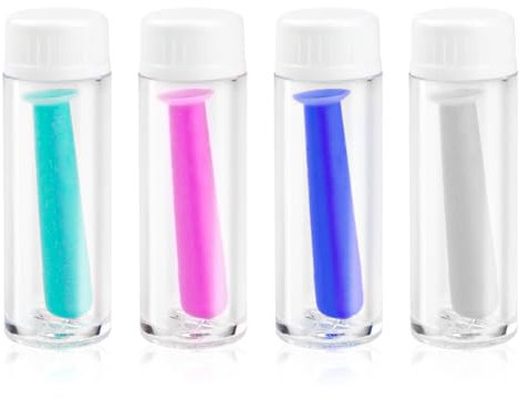 UPIQNG 4Pcs Contact Lens Remover Insertion Tool Portable Silicone Contact Lenses Applicator with Plastic Bottle for Hard Lenses, Green,Blue,Pink,Clear, Case