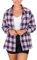 Zontroldy Chemise à carreaux en flanelle pour femme - Manches longues - Boutonnée - Chemisier à carreaux de buffle, blanc/violet, Taille S