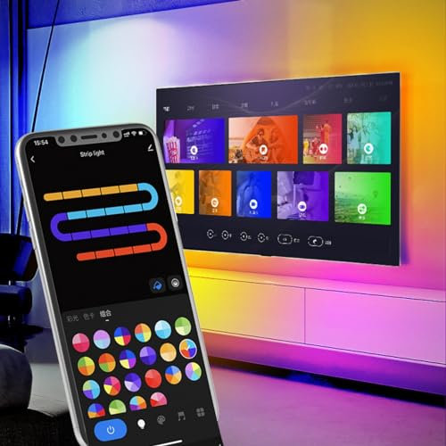 Bande lumineuse LED, rétroéclairage LED pour TV avec boîte de synchronisation HDMI, synchronisation de la musique, lumières LED RVB à changement de couleur, contrôle par application, éclairage néon