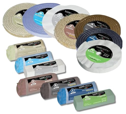 Lux Metal 7 Polierscheibe 200 mm 7 polierpaste 350 g set DIY kit Polierset Schleifpaste Metall, Aluminium, Bank Poliermaschine, Edelstahl, Messing, Kupfer Holz, Kunststoff, schleifmaschinen, messer