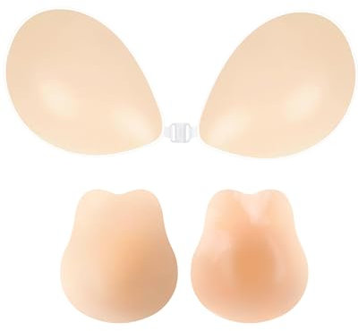 Egussi Soutien-gorge adhésif push-up pour femme - Soutien-gorge collant sans bretelles en silicone avec cache-tétons ultra fin pour robe, Couleur de peau claire, A