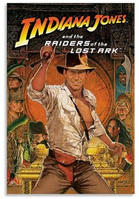 Shuei Filmposter Indiana Jones Raiders of The Lost Ark für Schlafzimmer, ästhetische Leinwandkunst, Wanddekoration, 40 x 60 cm