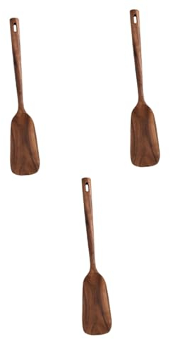 PRETYZOOM Cucharas De Cocina 3 Piezas espátula de madera plana espátula para wok de madera espatulas pala de cocina pala de madera para cocinar mango largo espátula de cocina teca colocar