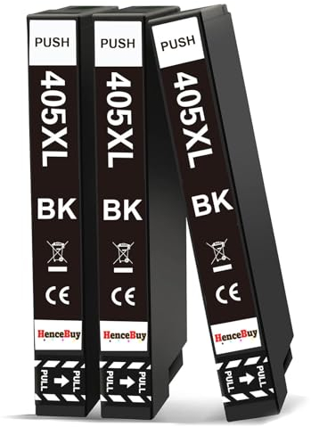 HenceBuy 405XL Schwarz für Epson 405 XL Druckerpatronen Kompatibel mit Workforce Pro WF-4820 Patronen WF-4820DWF WF-3820 WF-3820DWF WF-4825 WF-3825DWF WF-4830DTWF WF-7840DTWF WF-7830 WF-7310 (3 BK)