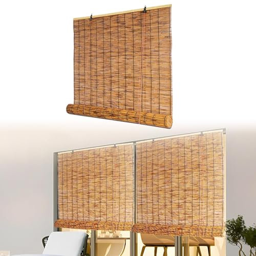 100 Breit Bambus Rollo Blickdicht Bambus Jalousie ohne Bohren 160cm 120cm 90cm 60cm Raffrollo aus Bambus Outdoor Bambusrollo Jalousie Holzrollo für Türen Sonnenschutzrollos (Color : 60cm Breit, Size