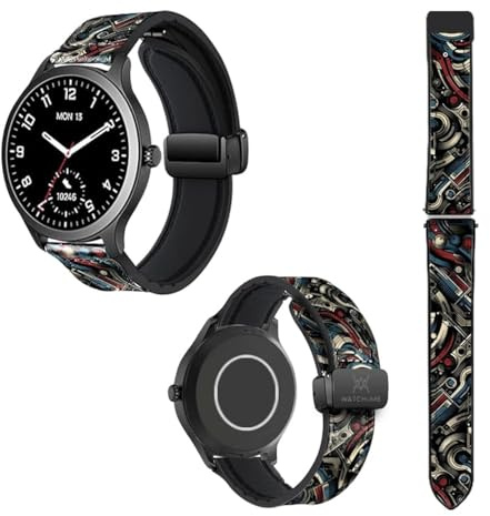 Cokitec Uhrenarmband 22 mm aus Silikon und echtem Leder: America
