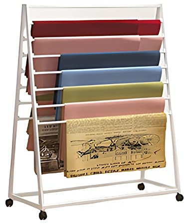 Freistehende bewegliche Schalregal-Ständer-/Verpackungspapier-Aufbewahrung Organziers mit Rädern, Metall Moderne Doppel-Seite hohe Display-Regal für Blumenladen/Einzelhandelsgeschäfte/Bastelraum